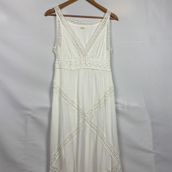 Max Studio Women Lace V-Neck Sleeveless Maxi Dress Sz 4 Boho Party Beach Coastal - Picture 2 of 16
